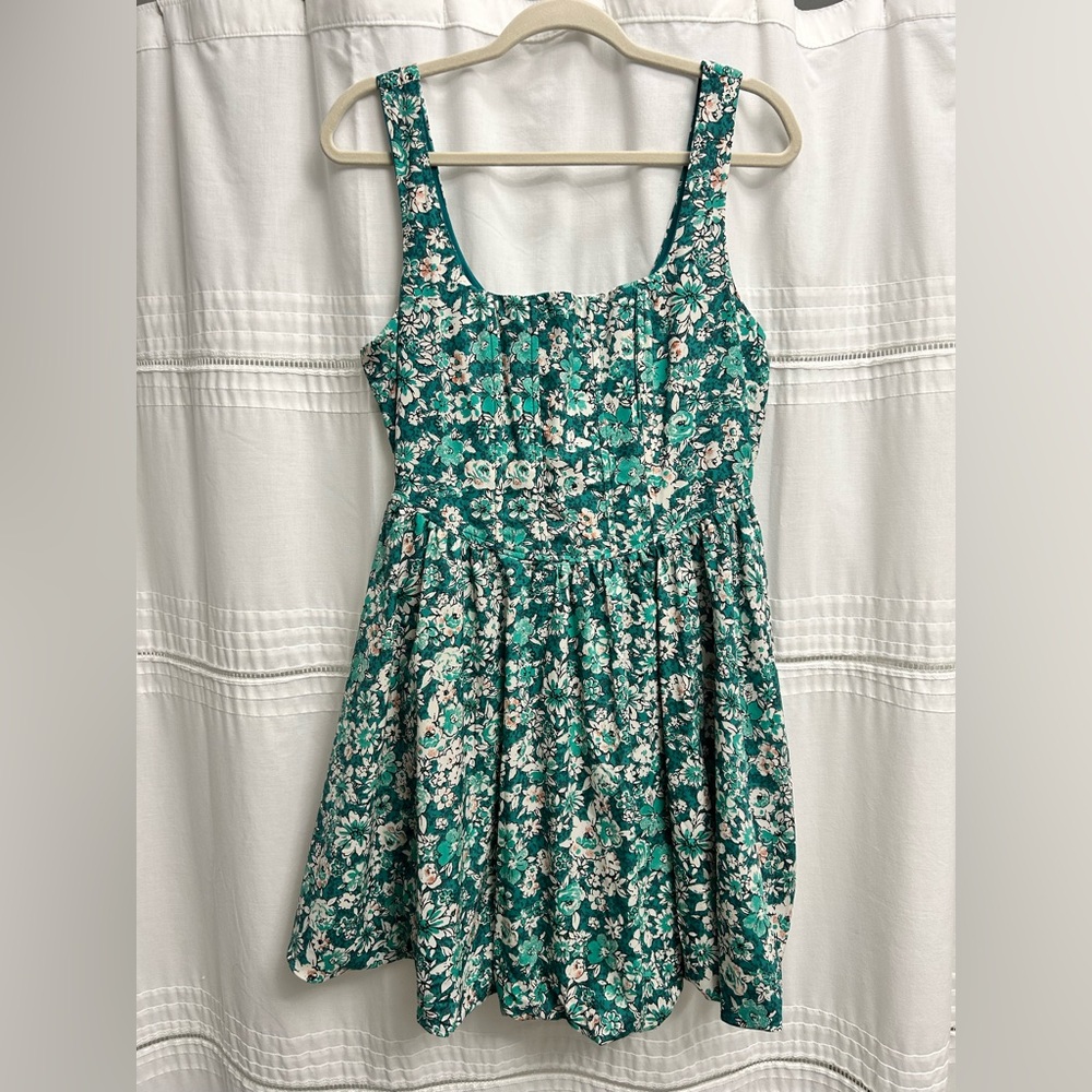 Floral Green Mini Dress